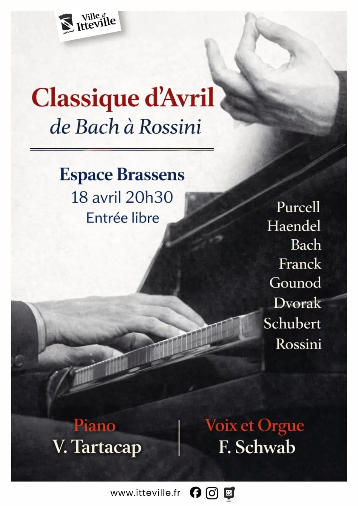 Concert d'Avril, de Bach à Rossini. Piano voix Vincent Tartacap, Frédéric Schwab