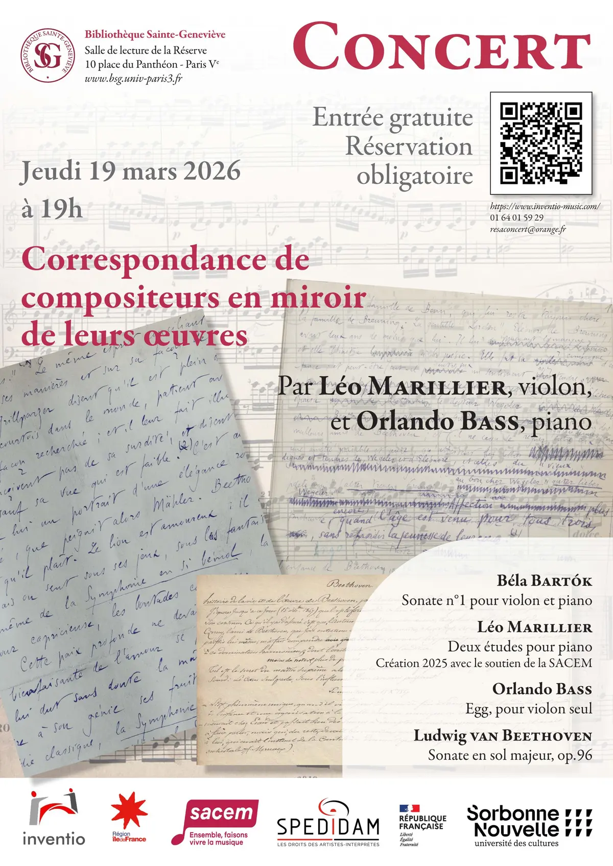 Récital violon-piano à la Bibliothèque Sainte-geneviève