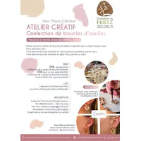 Atelier créatif Confection de boucles d'oreilles &copy; Domaine du HIRTZ