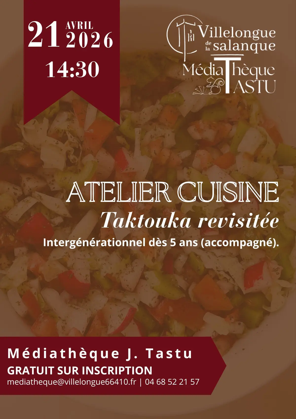 Atelier Cuisine : Taktouka revisitée | Médiathèque J. Tastu