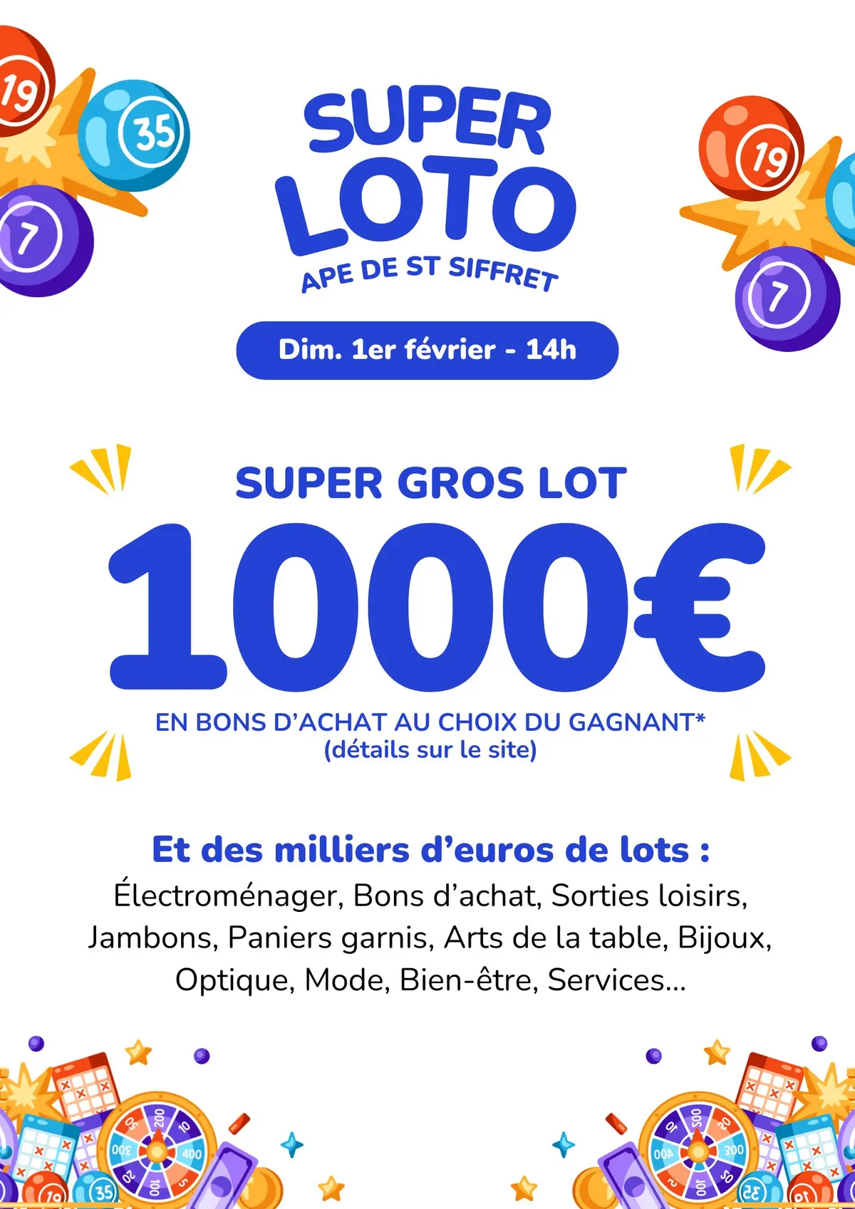 Loto St-Siffret : 1000 euros en bons d'achat