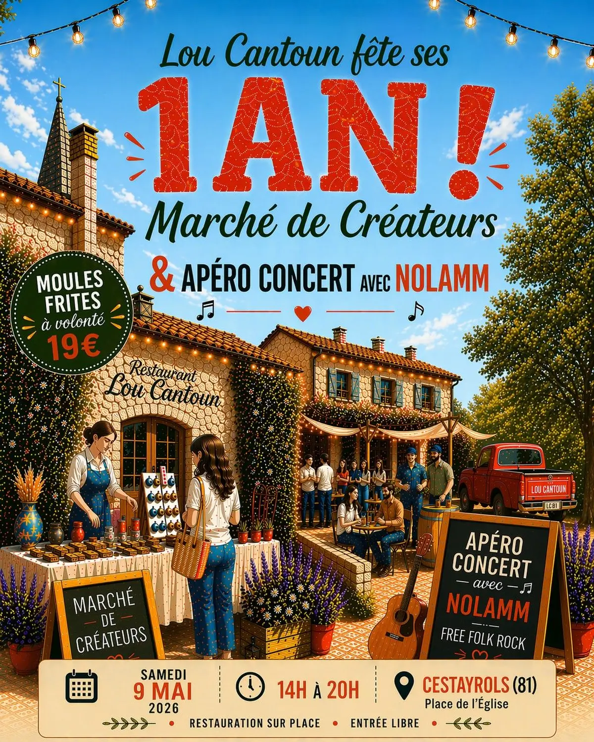 Marché Créateurs & apéro concert au Lou Cantoun 