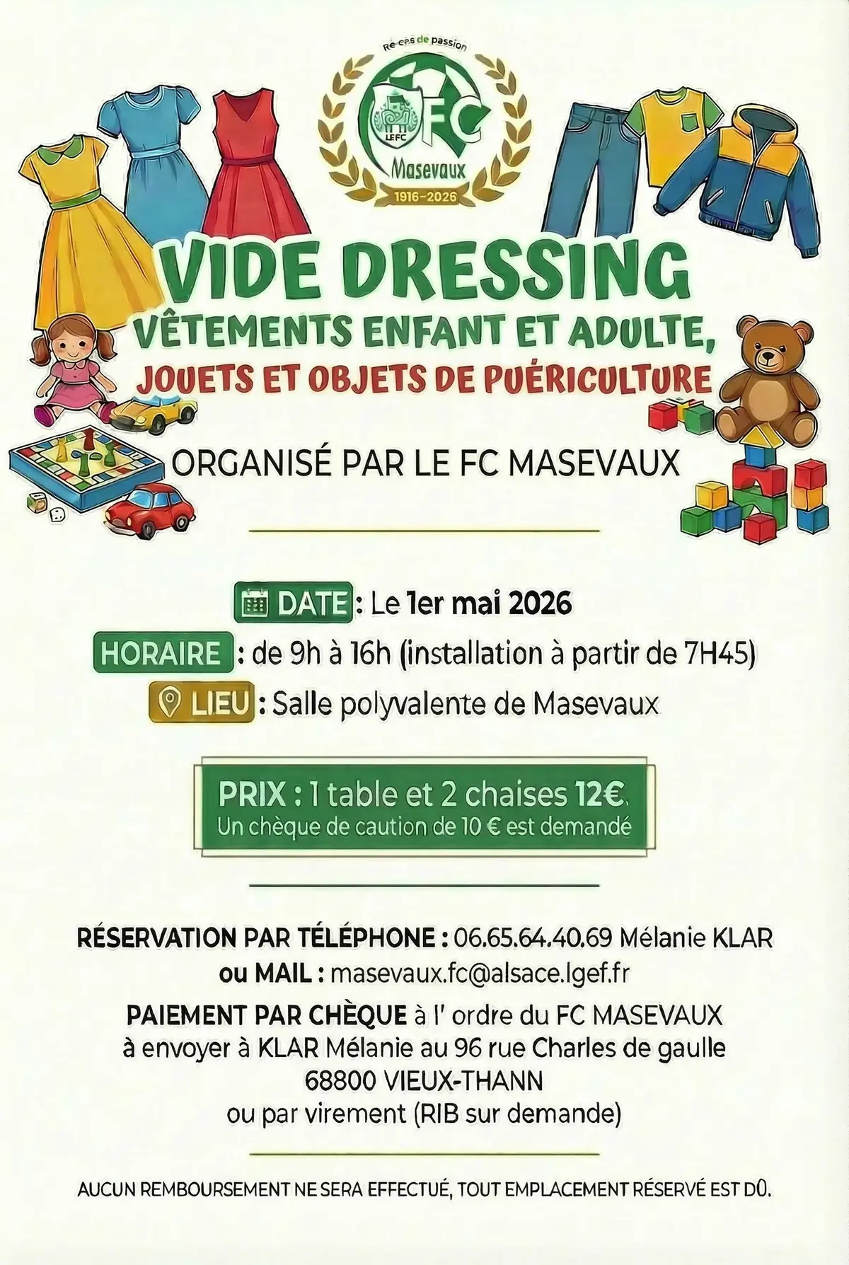 Bourses aux vêtements enfants/adultes, jouets et objets de puériculture