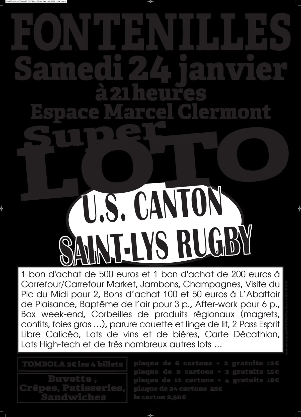 Super Loto de l’US Canton Saint Lys Rugby