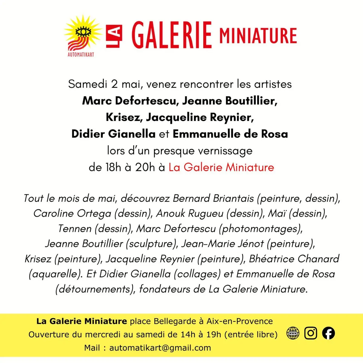 Un presque vernissage à La Galerie Miniature