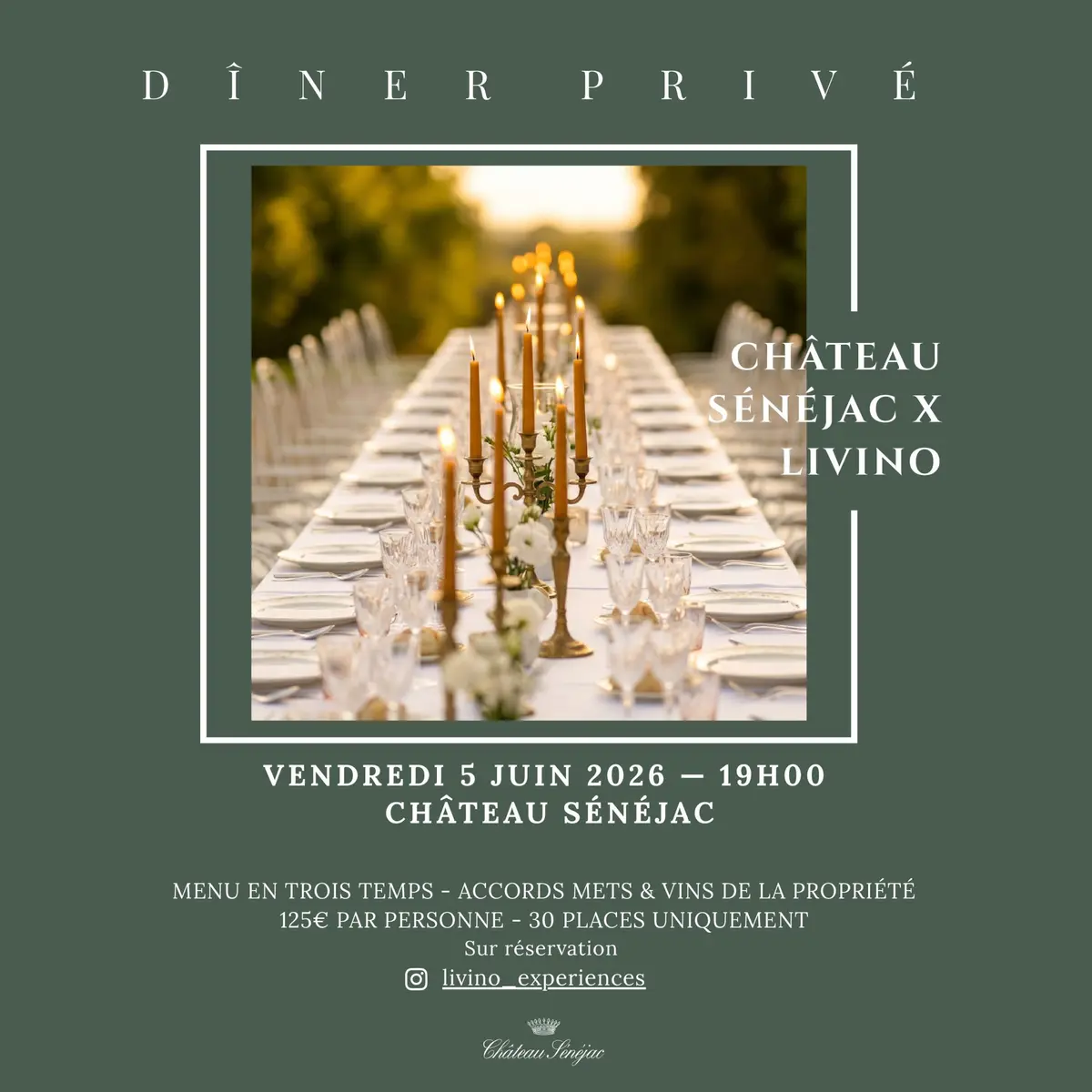 Dîner privé au Château Sénéjac