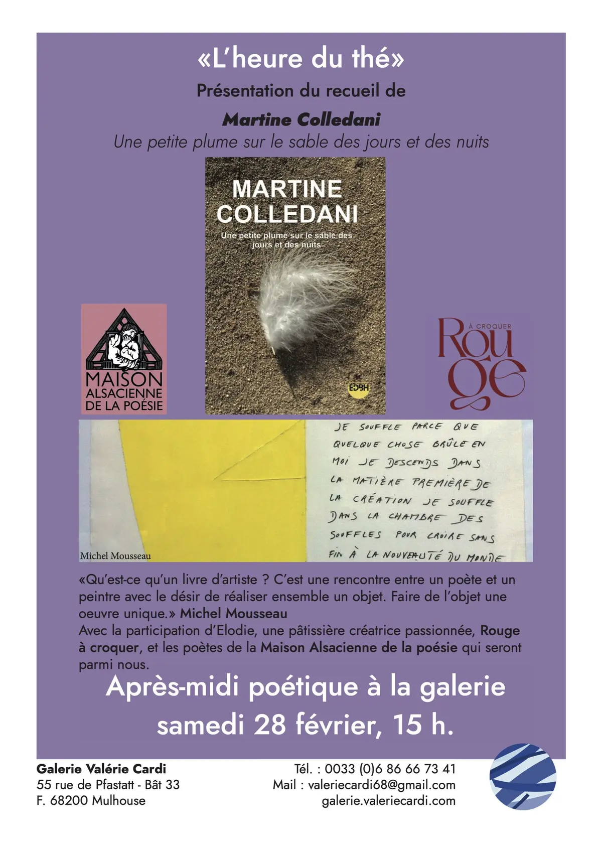 Lecture  de recueils L'heure du thé, tous les derniers samedis du mois