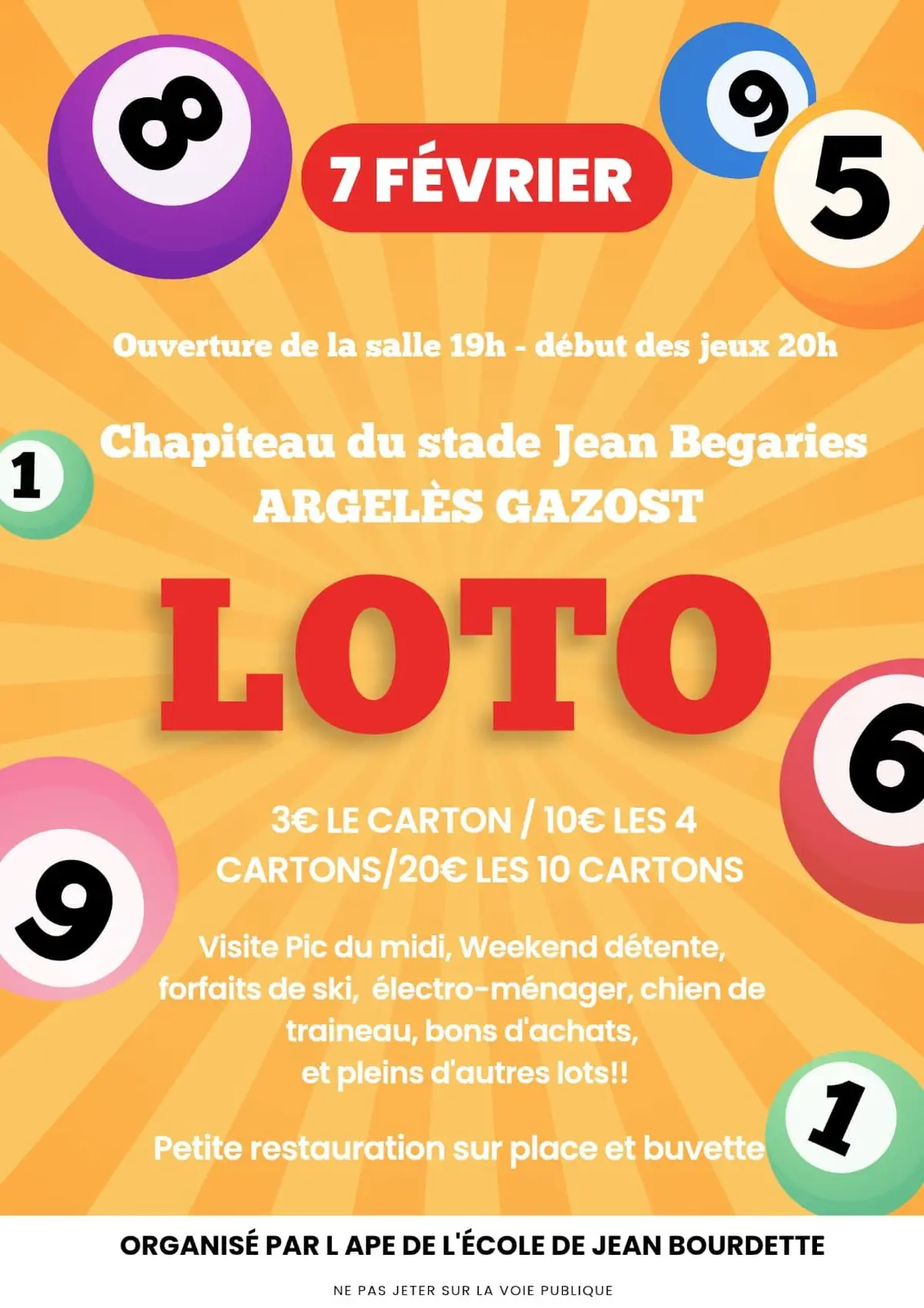 Grand loto de l’école Jean Bourdette 