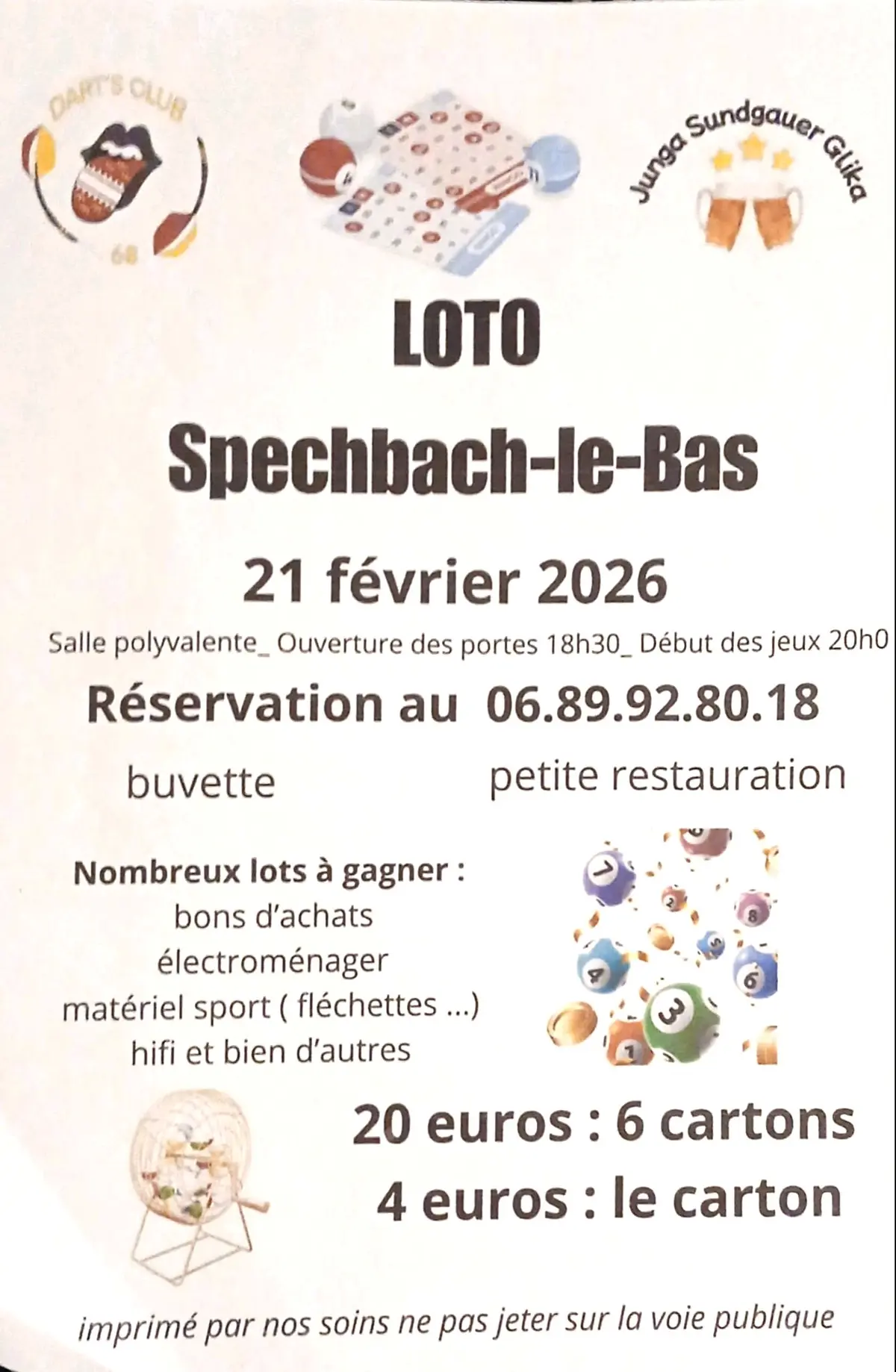 Loto Junga Sundgauer Glika et DART'S CLUB 68