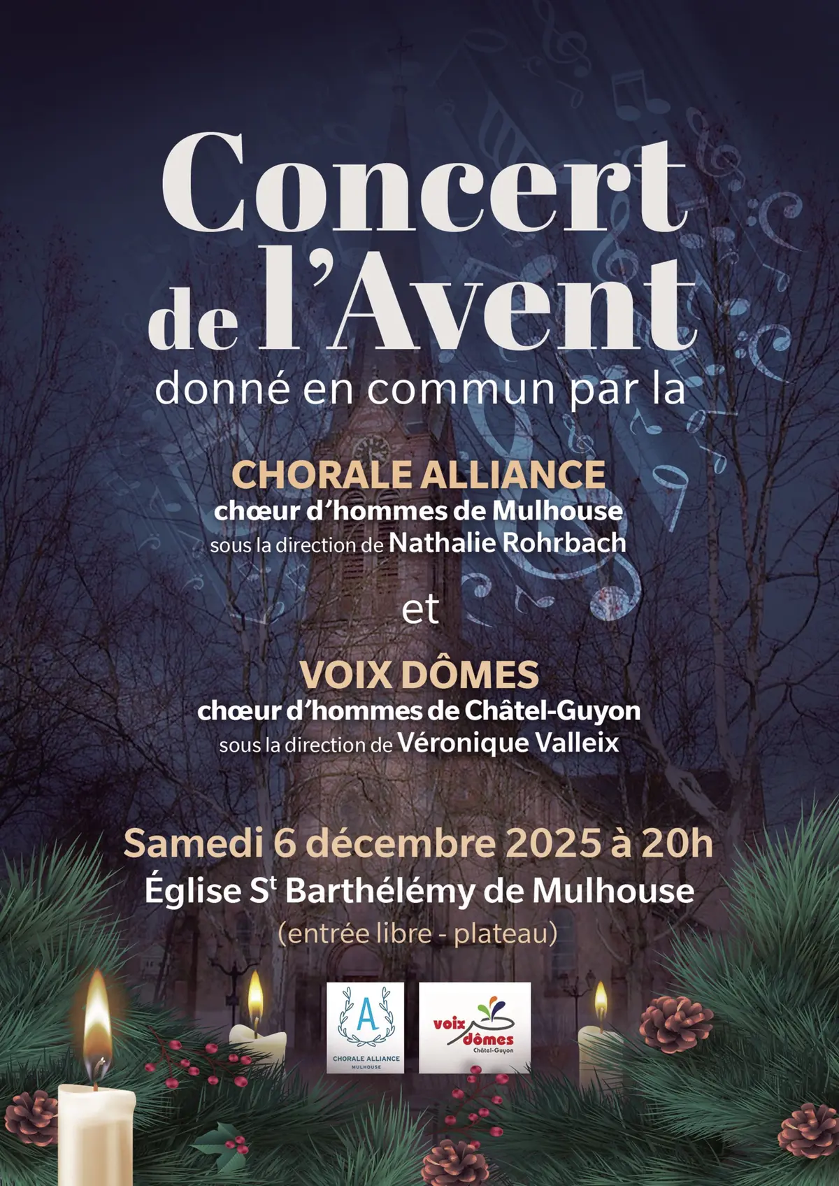 Concert de l'avent  samedi 6 Décembre à 20h