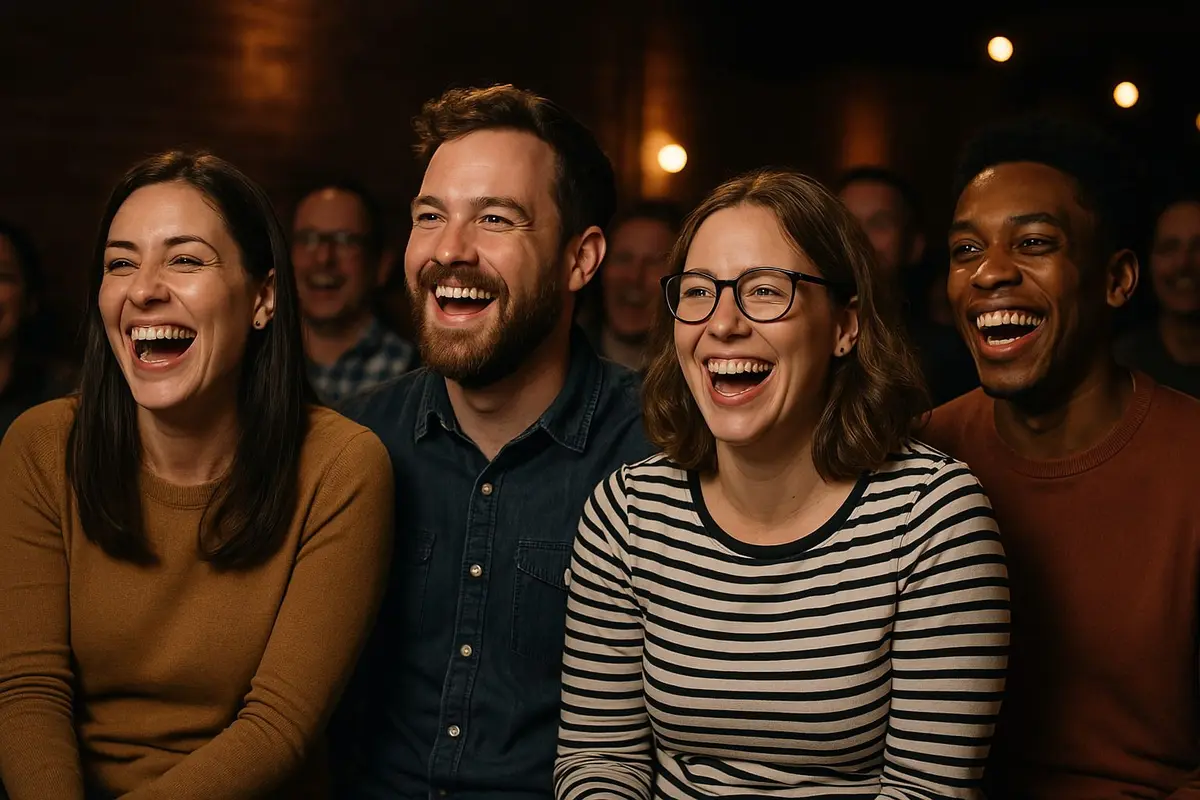 Rires partagés lors d’un spectacle à Mulhouse – l’humour local fait mouche !