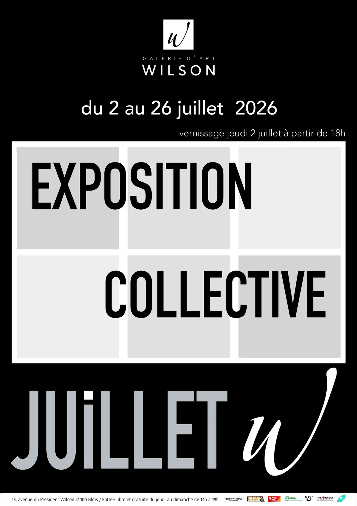 Exposition collective en Juillet 2026, Galerie d&rsquo;Art Wilson, Blois