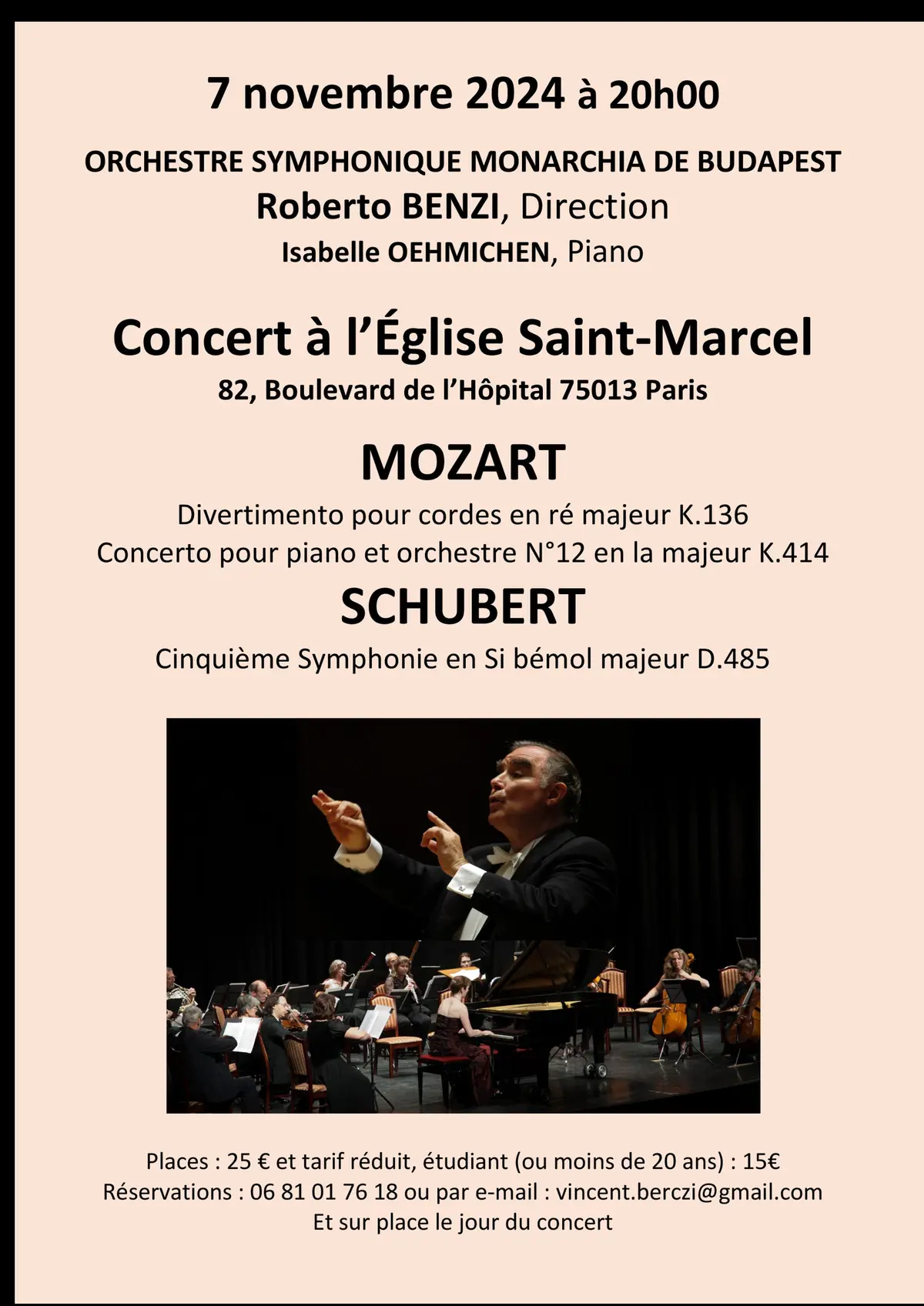 Grand concert Roberto Benzi, Isabelle Oehmichen et l'Orchestre de Budapest