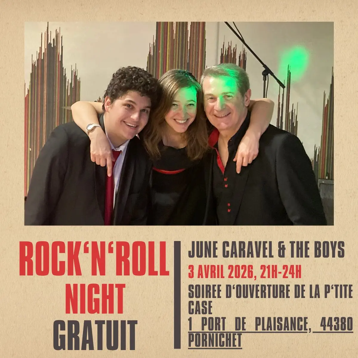 Concert rock'n'roll June Caravel & the boys - ouverture de la p'tite case