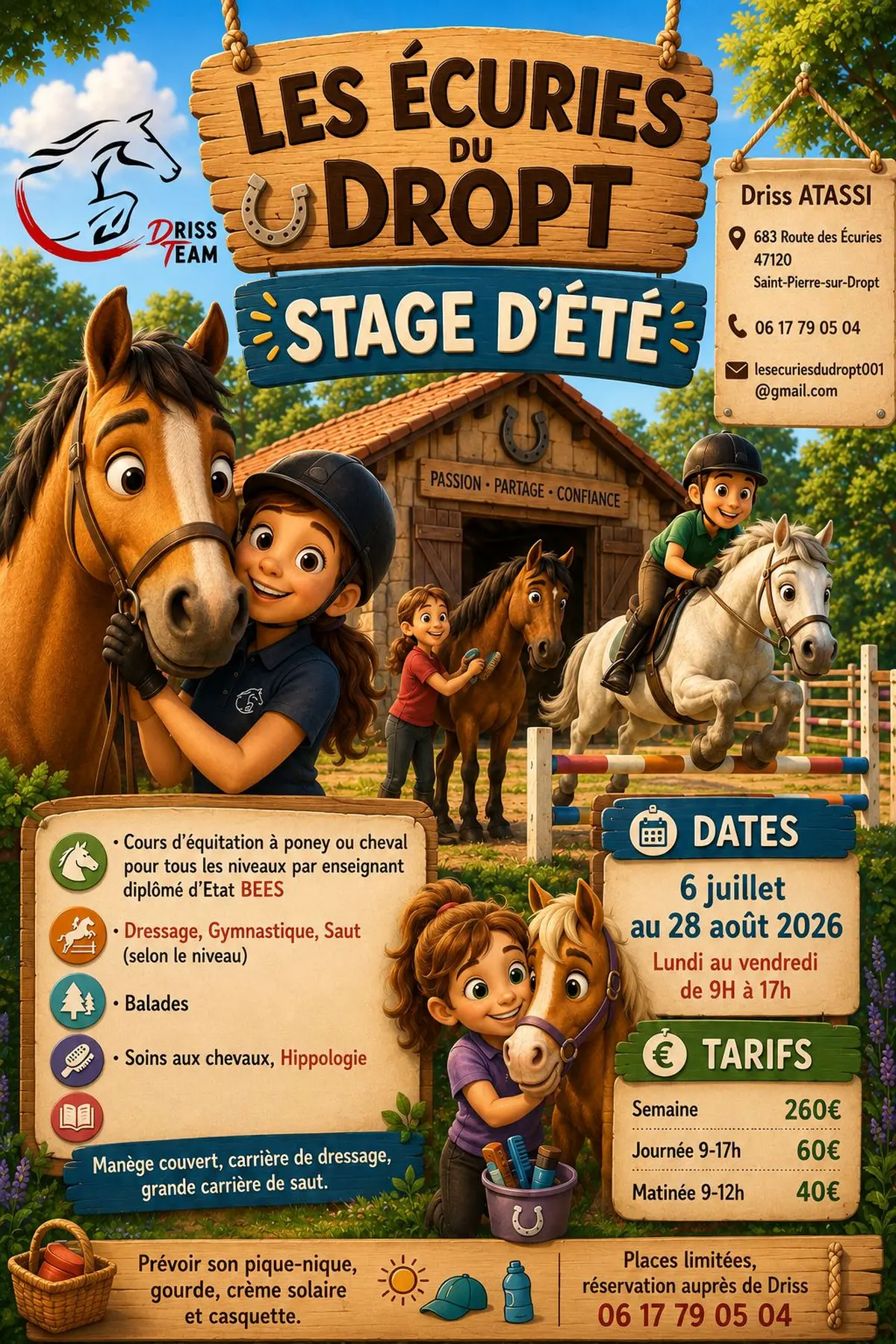 Stage équitation d'été (poney ou cheval)