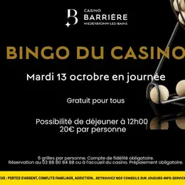 Bingo du mardi 13 octobre en journée au Casino Barrière Niederbronn-les-Bains