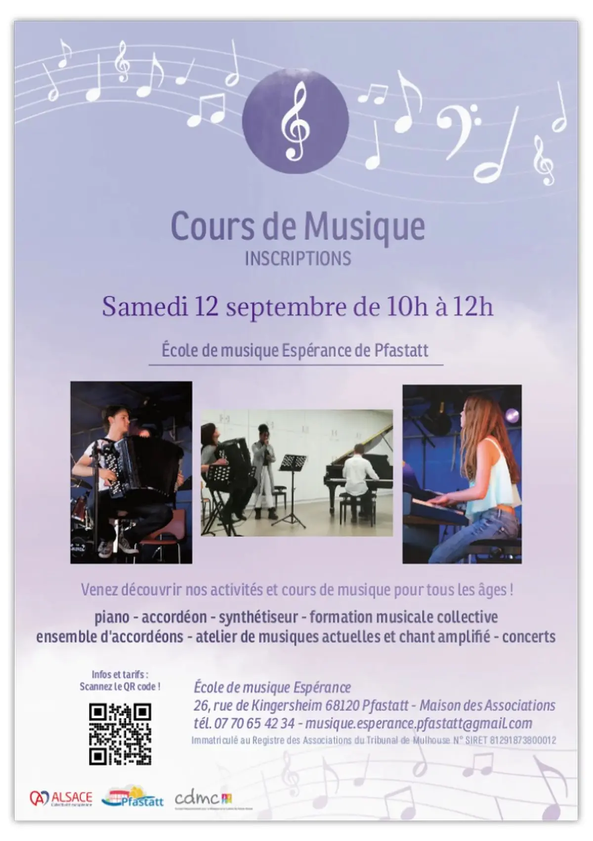 Inscriptions  : école de musique de Pfastatt