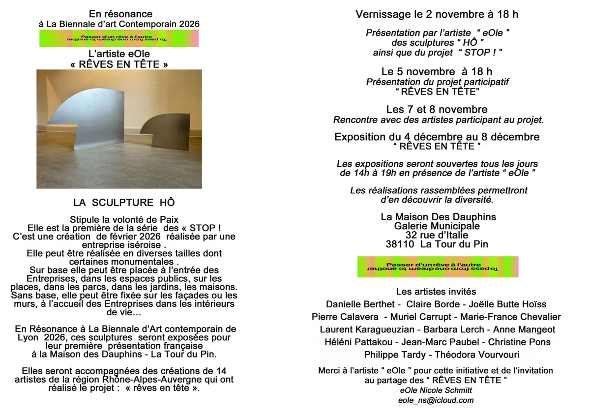 Rêves en Tête /biennale art cotemporain / eOle Sculpteure et artistes invités.  