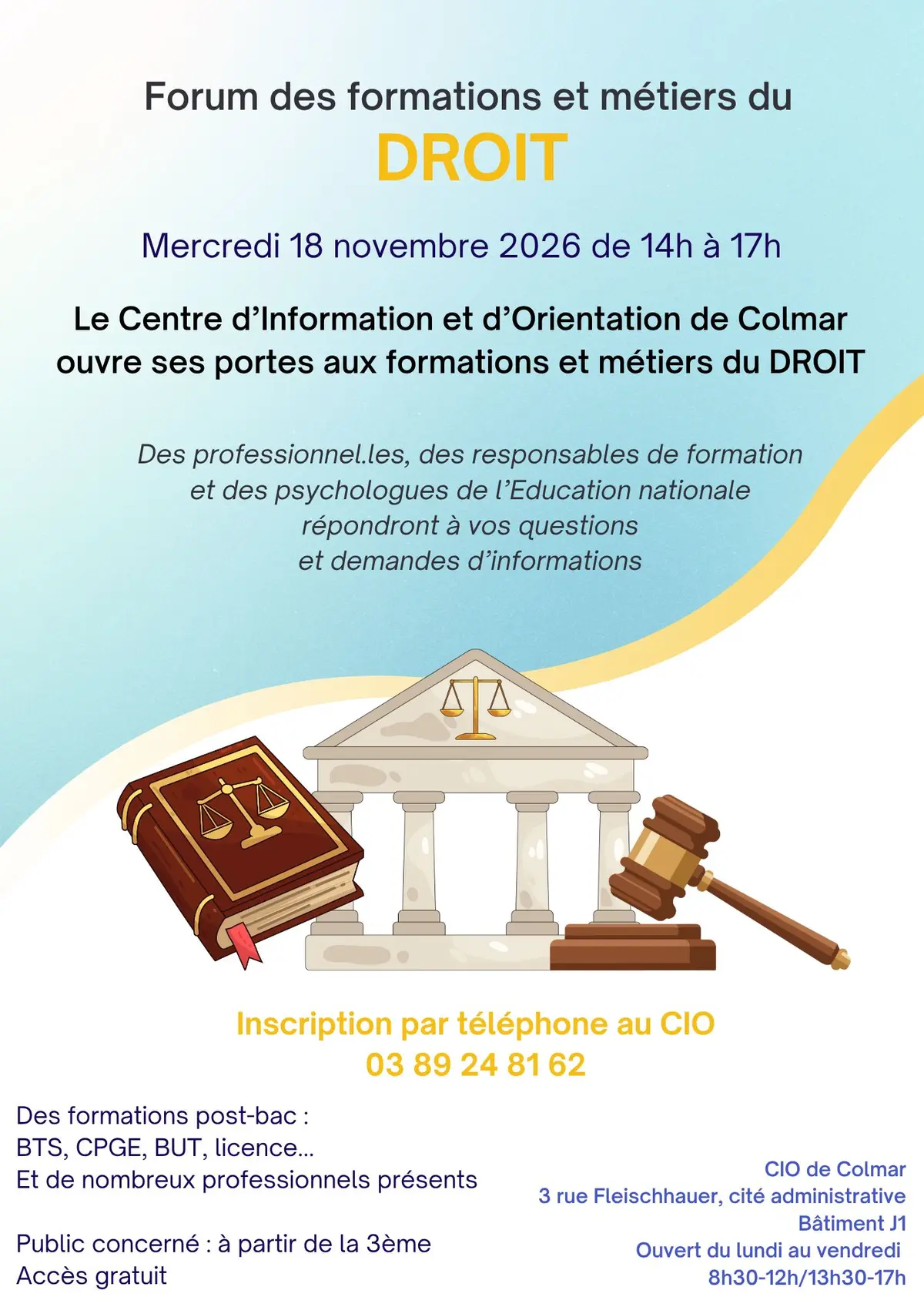 Forum du CIO de Colmar : les formations et métiers du droit