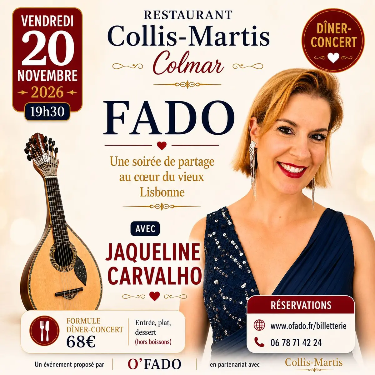 FADO - Grande Soirée Dîner-Concert avec Jaqueline Carvalho 