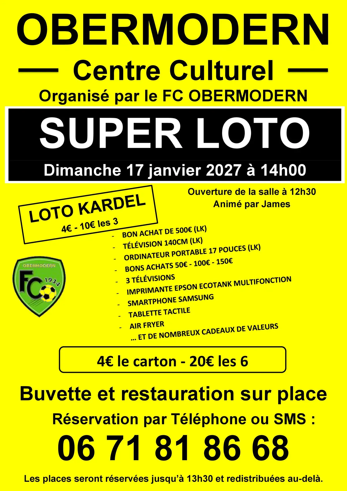 Super Loto Bingo organisé par le FC OBERMODERN