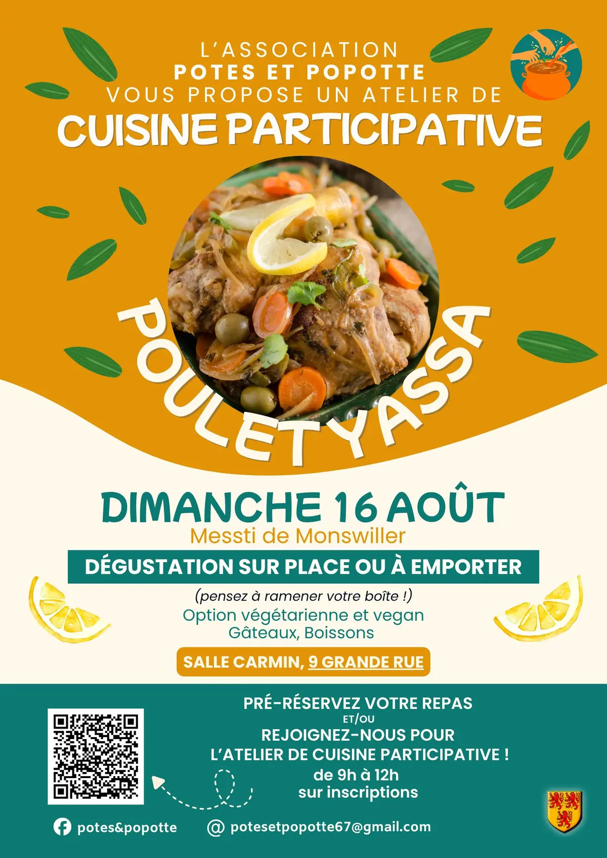 Atelier de cuisine participative et dégustation d'un poulet yassa !