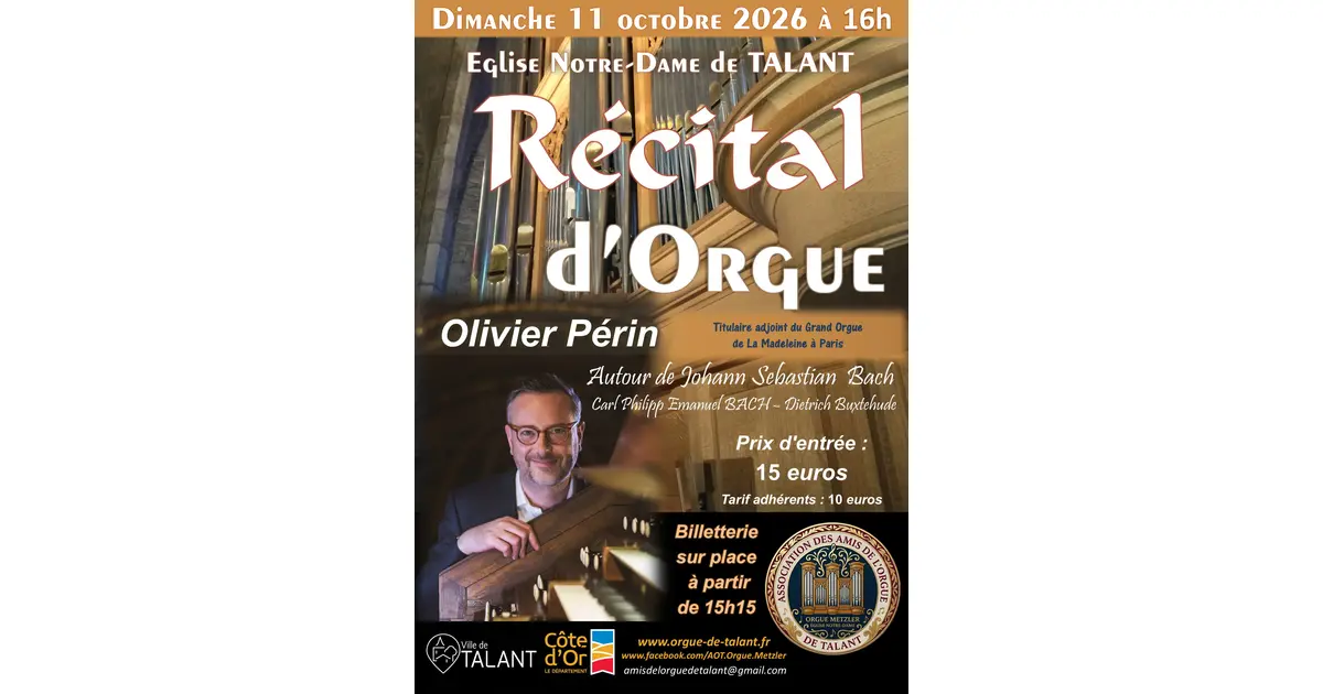Concert d'Orgue avec Olivier Périn à l'Eglise Notre-Dame de Talant