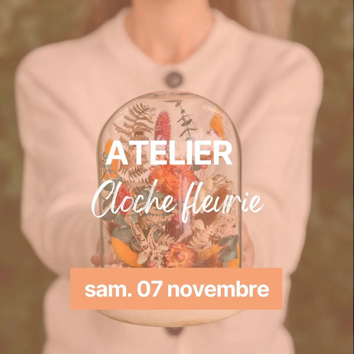 Atelier cloche en fleurs séchées