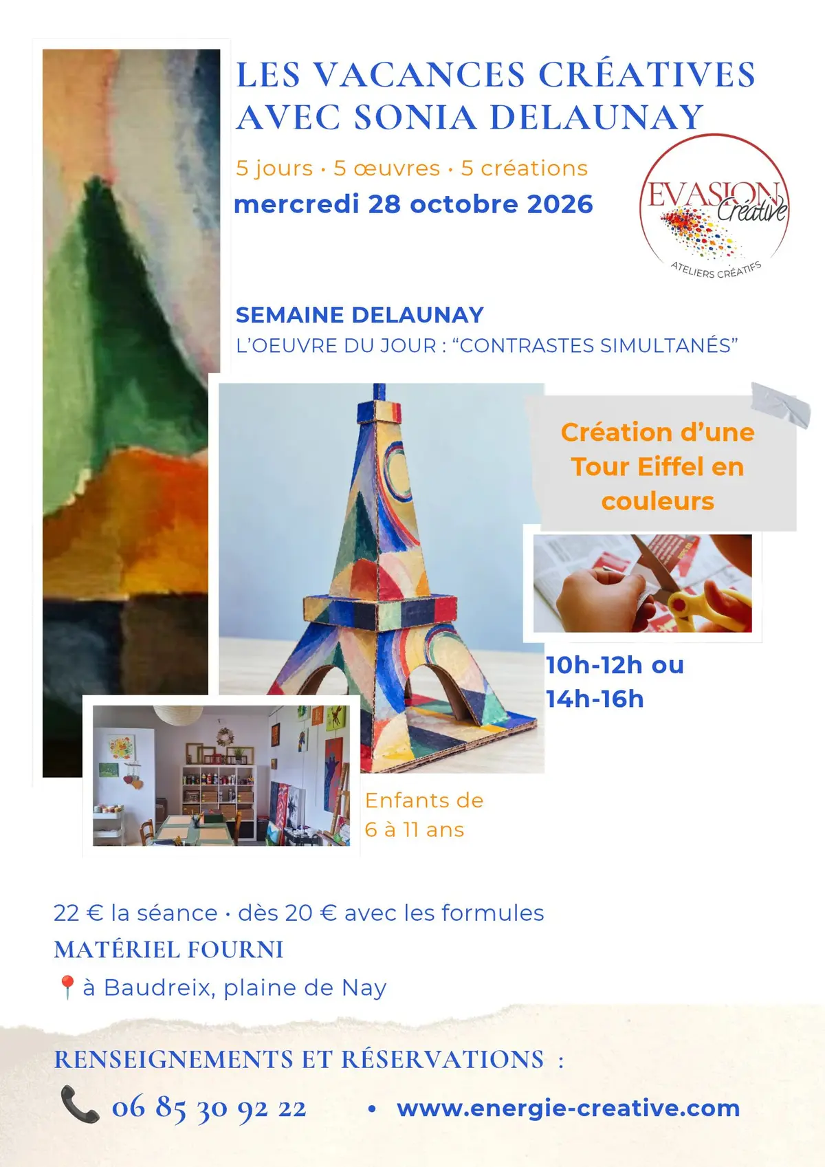 Atelier créatif enfants - A la manière de Delaunay - Tour Eiffel en couleurs 