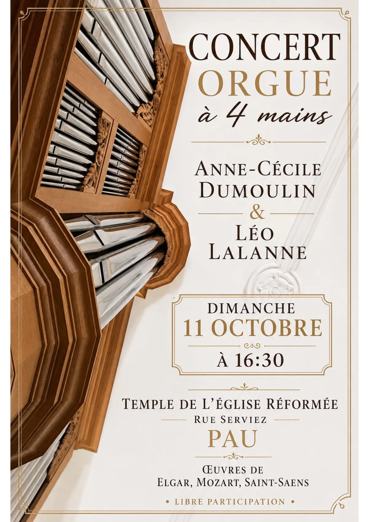 Concert orgue &agrave; 4 Mains