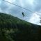 Une des plus impressionnantes tyroliennes du Parc Arbre Aventure (300 m de long) DR