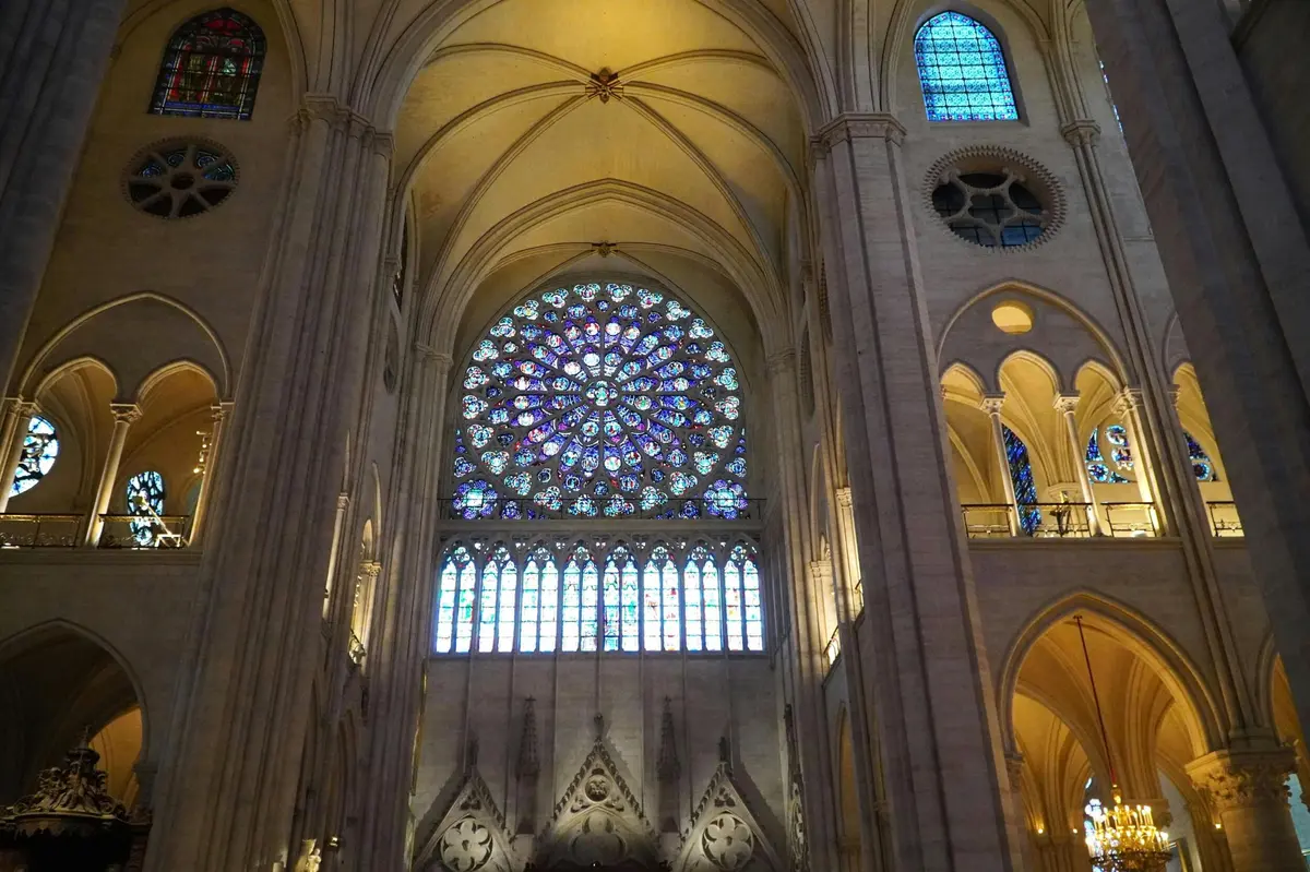Rose window inside Notre Dame Cathedral