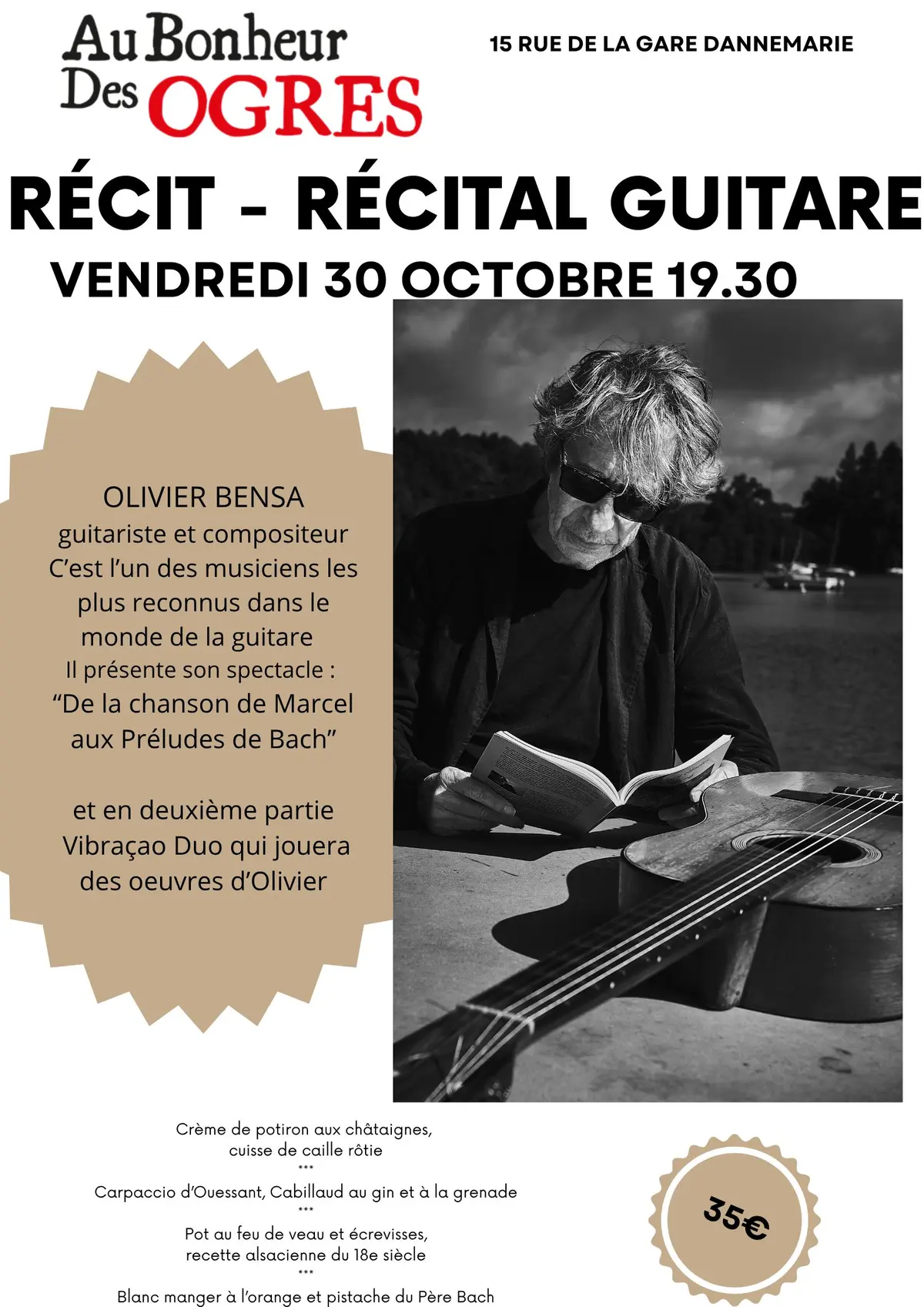 La chanson de Marcel Spectacle inédit de Olivier Bensa (récit et guitare)