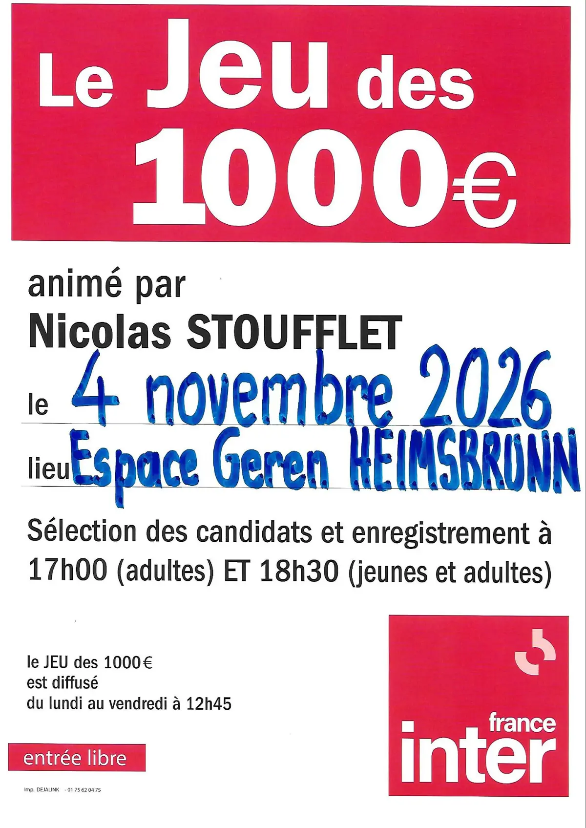 Jeu des 1000 euros.