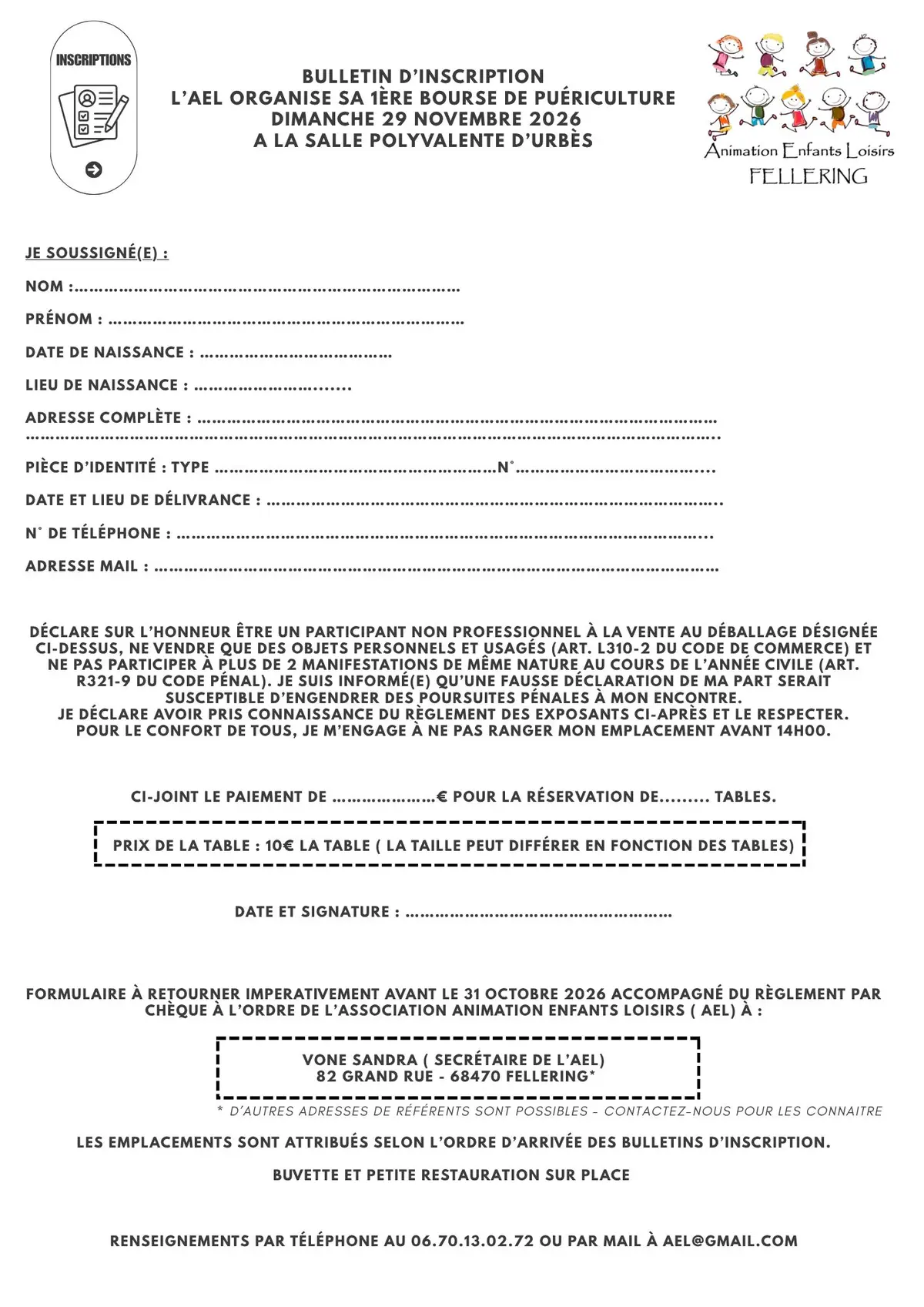 Bourse enfant 