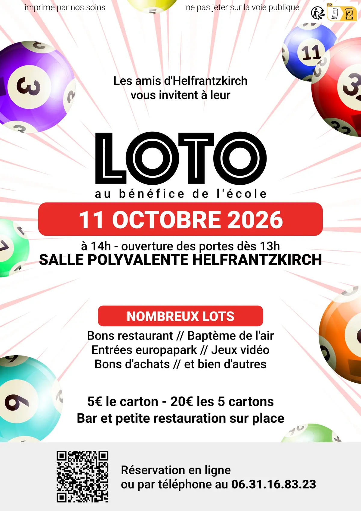 Grand loto au bénéfice de l’école