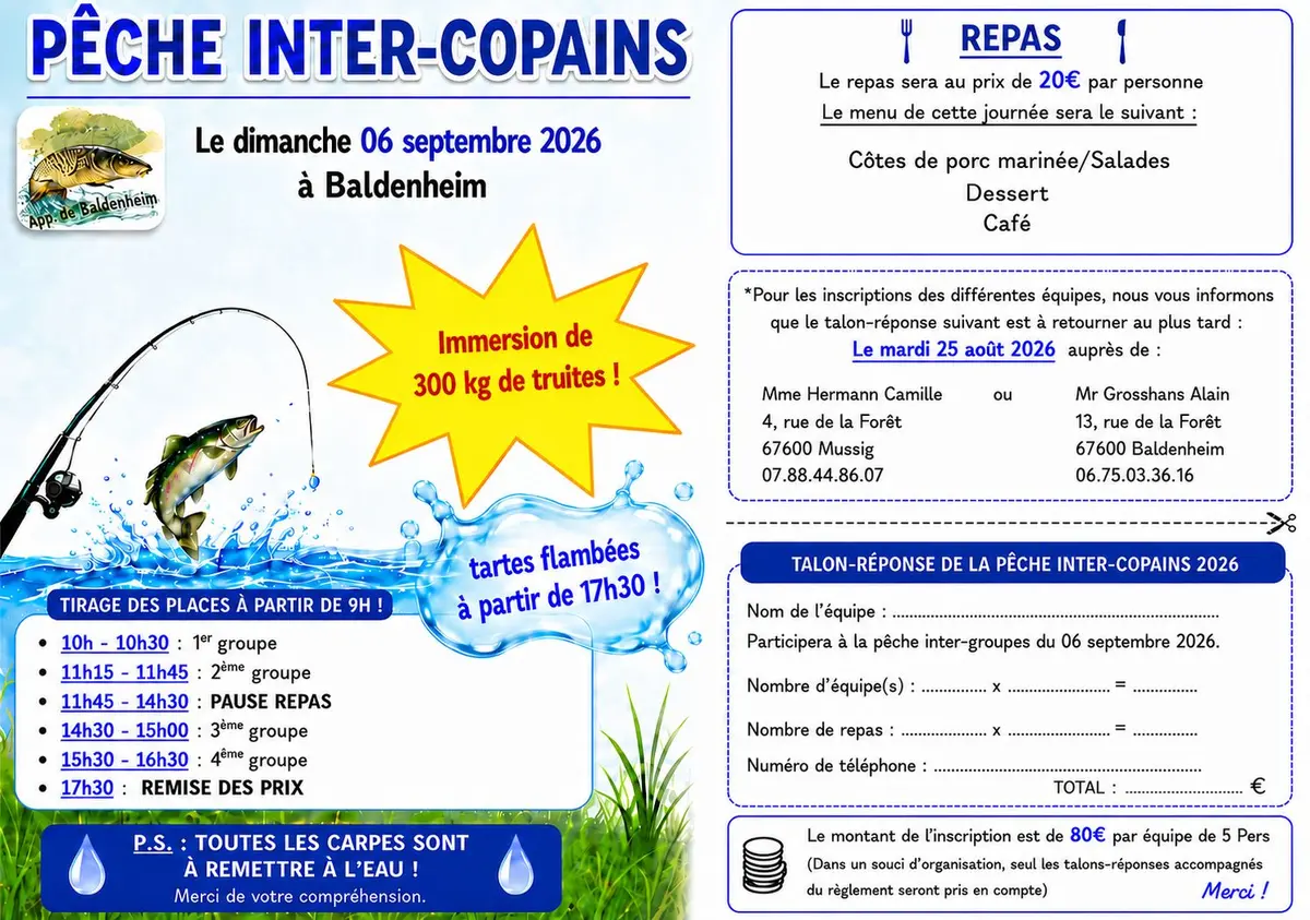 Pêche inter-copains le 06 septembre 2026