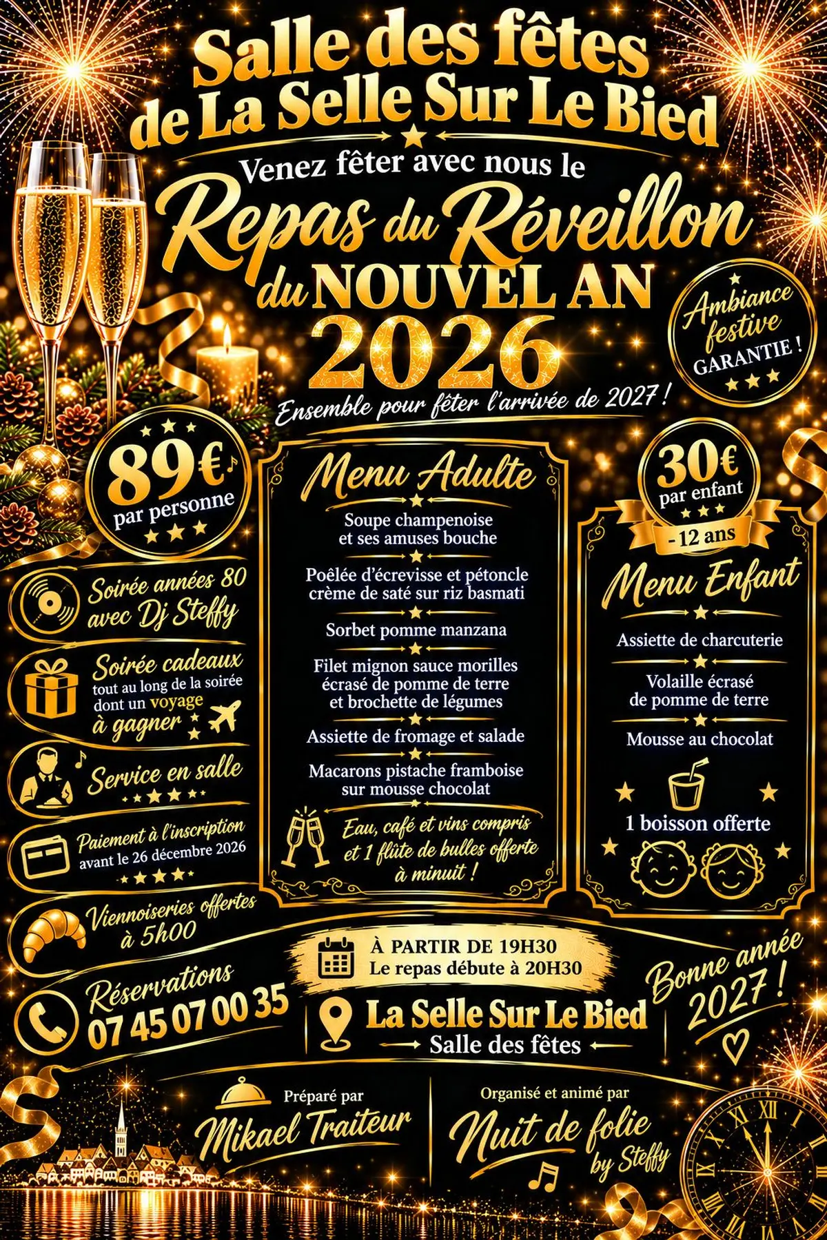 Repas dansant du réveillon du Nouvel An 2026