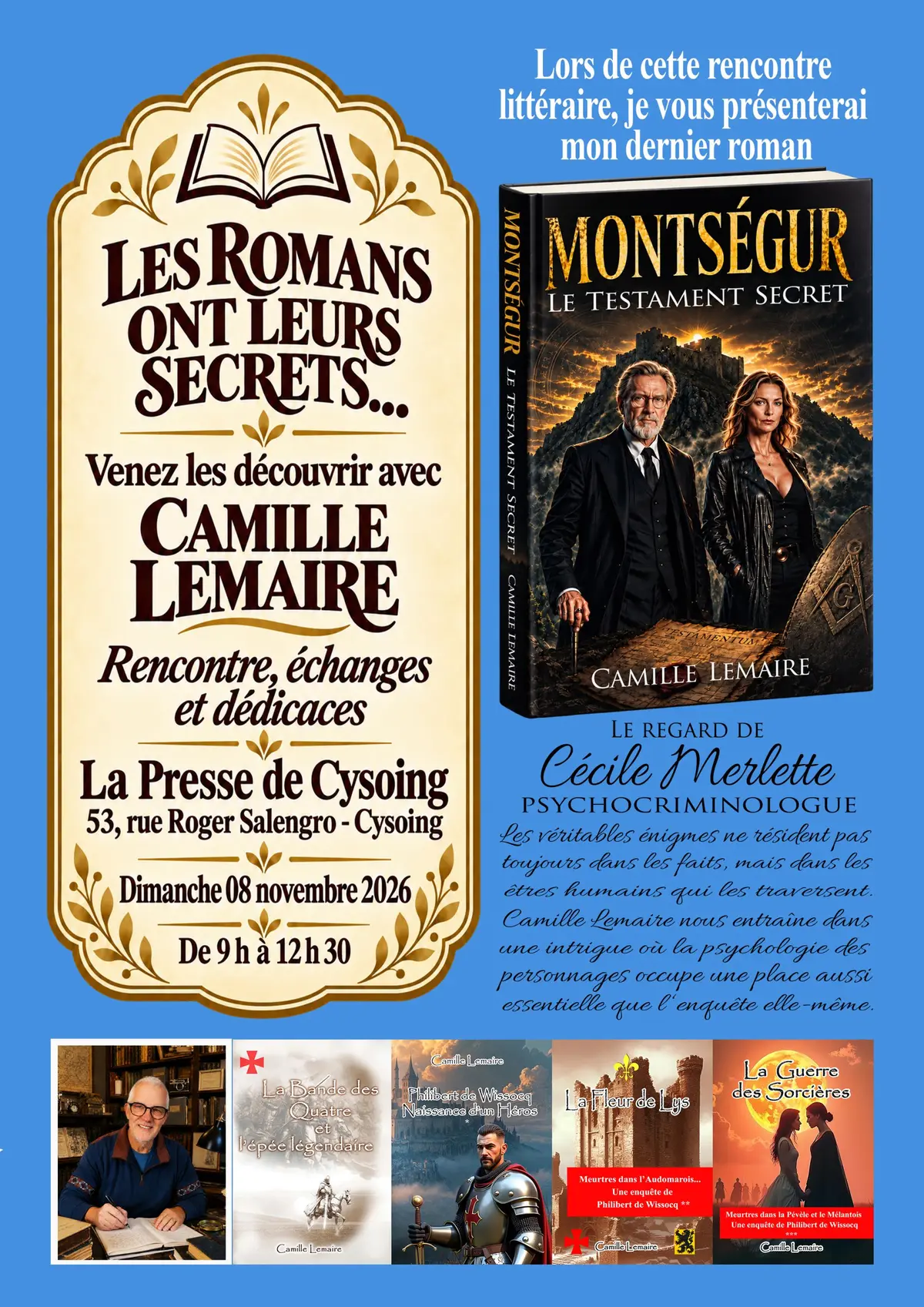 Rencontre littéraire et dédicace avec Camille Lemaire à Cysoing