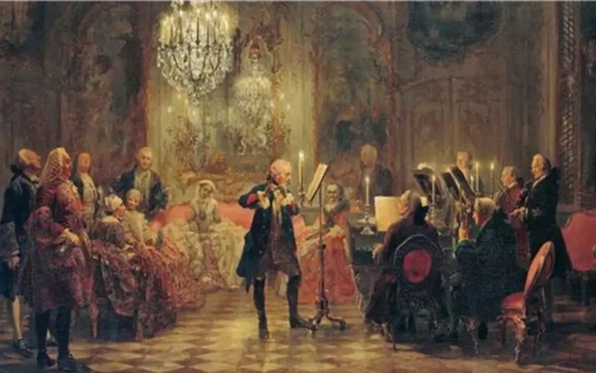 Le concert de flûte de Frédéric le Grand à Sans-Souci, Adolph von Menzel (1852)