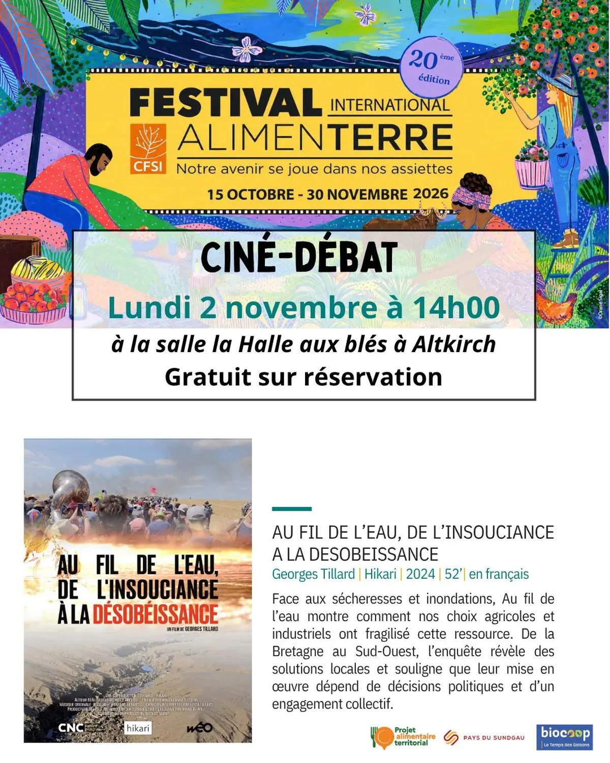 Ciné-débat Au fil de l'eau, de l'insouciance à la désobéissance à Altkirch