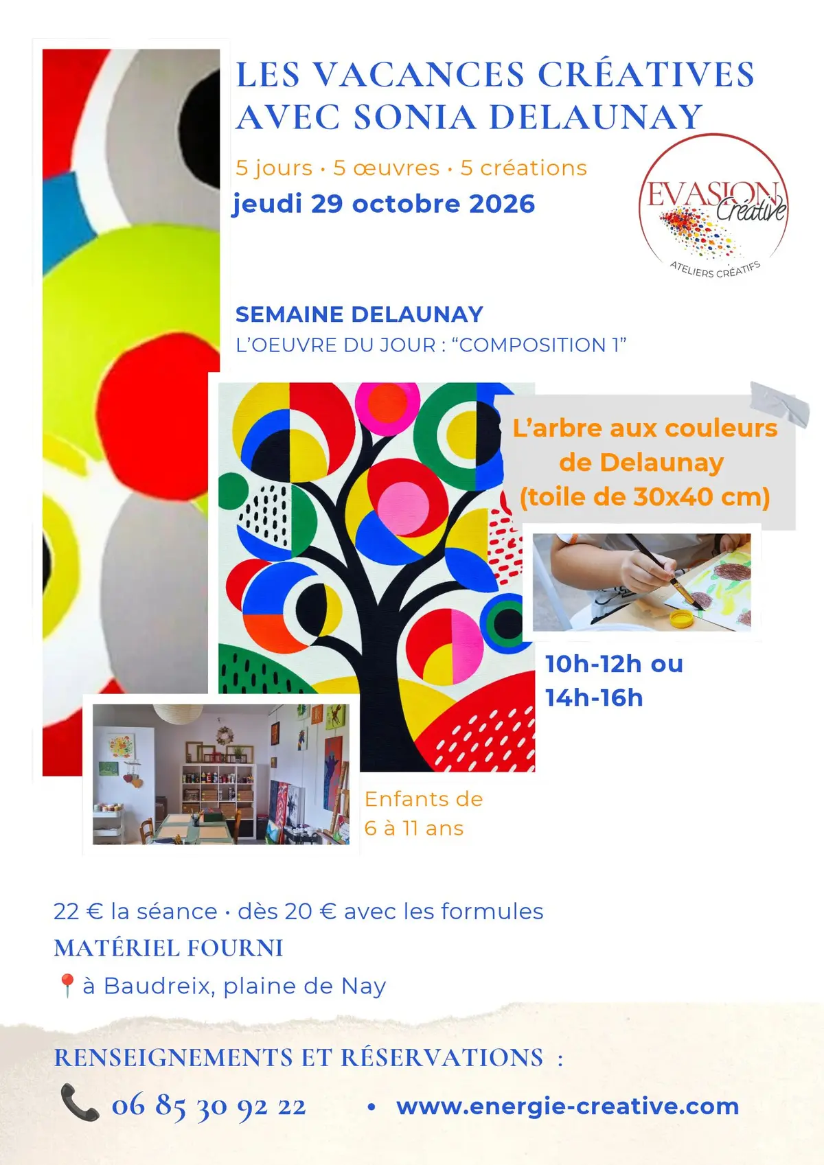 Atelier créatif enfants - A la manière de Delaunay - l'arbre couleurs sur toile 