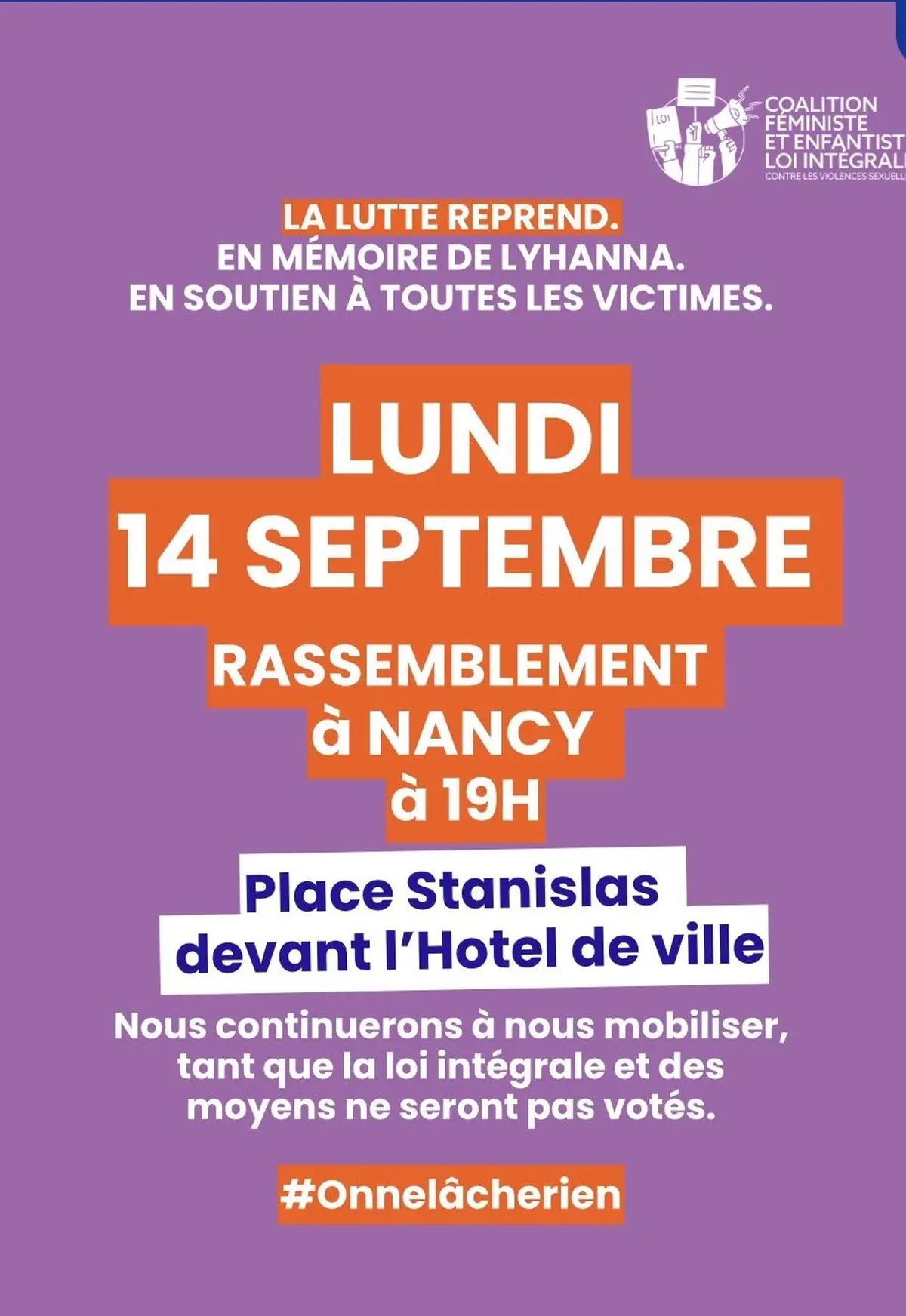 Rassemblement contre les violences sexistes et sexuelles LUNDIS 19H Pl Stanislas
