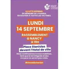 Rassemblement contre les violences sexistes et sexuelles LUNDIS 19H Pl Stanislas