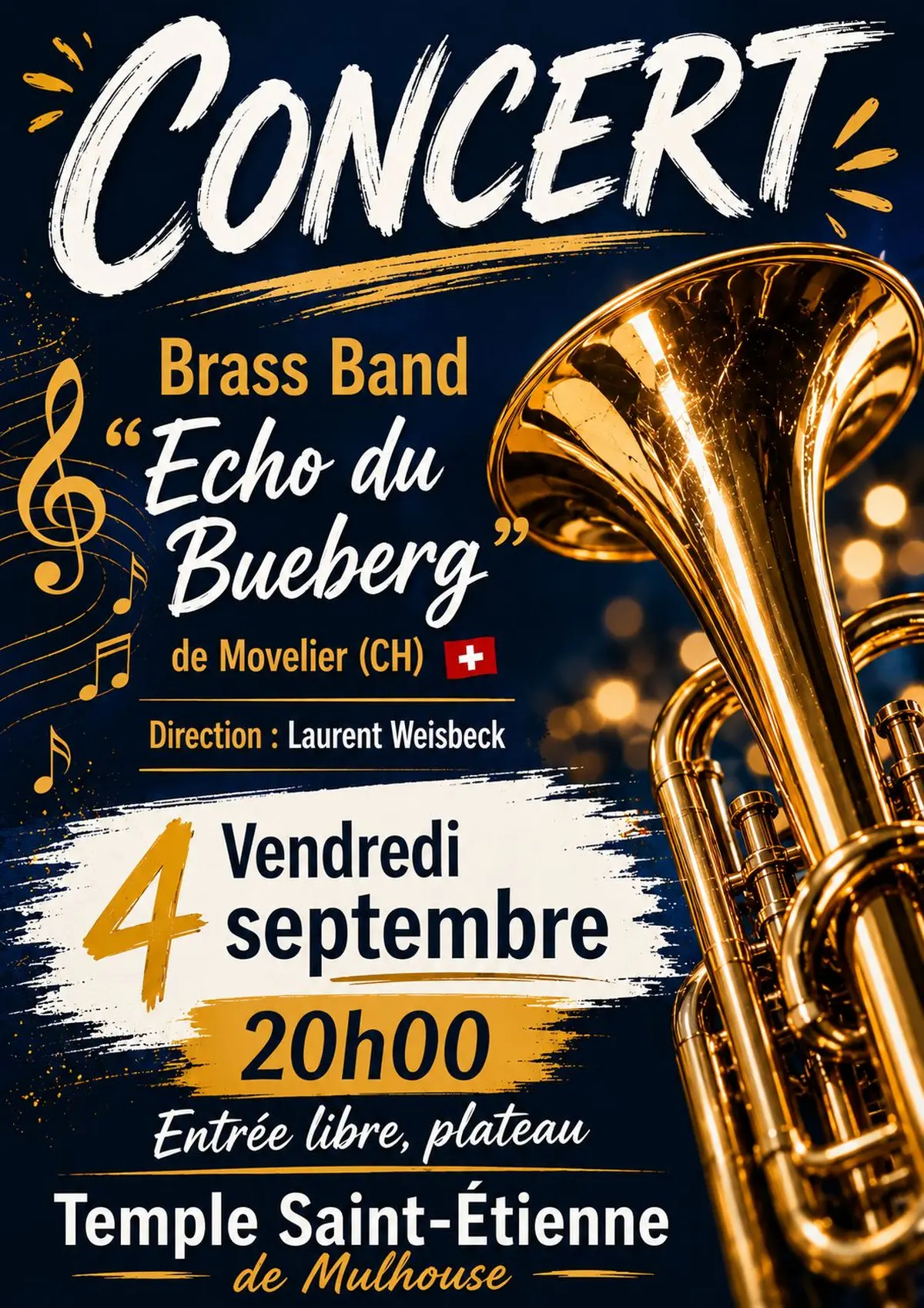 Concert  - Avec la formation Écho du Bueberg Brass Band de Movelier (Suisse)
