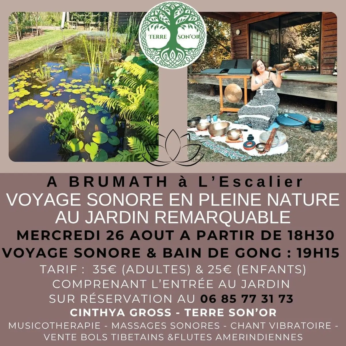 Voyage sonore bols tibétains & bain de gong sacré  dans un jardin remarquable