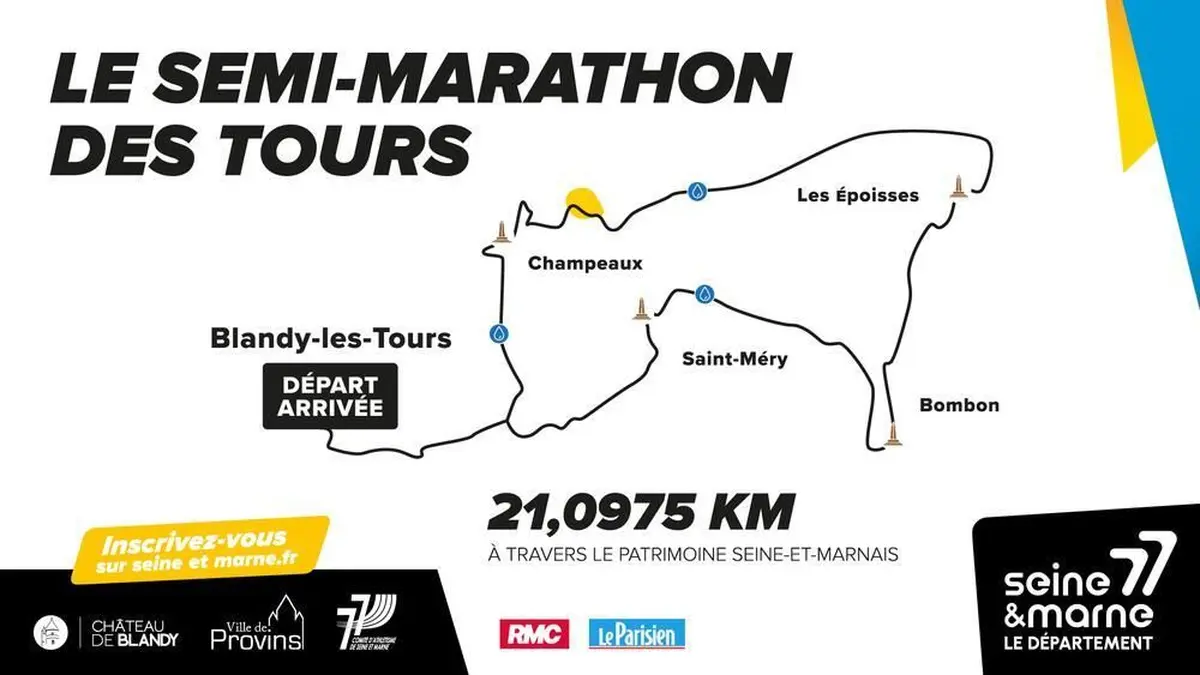 Marathon M&eacute;di&eacute;val de Seine-et-Marne - Parcours du Semi-Marathon