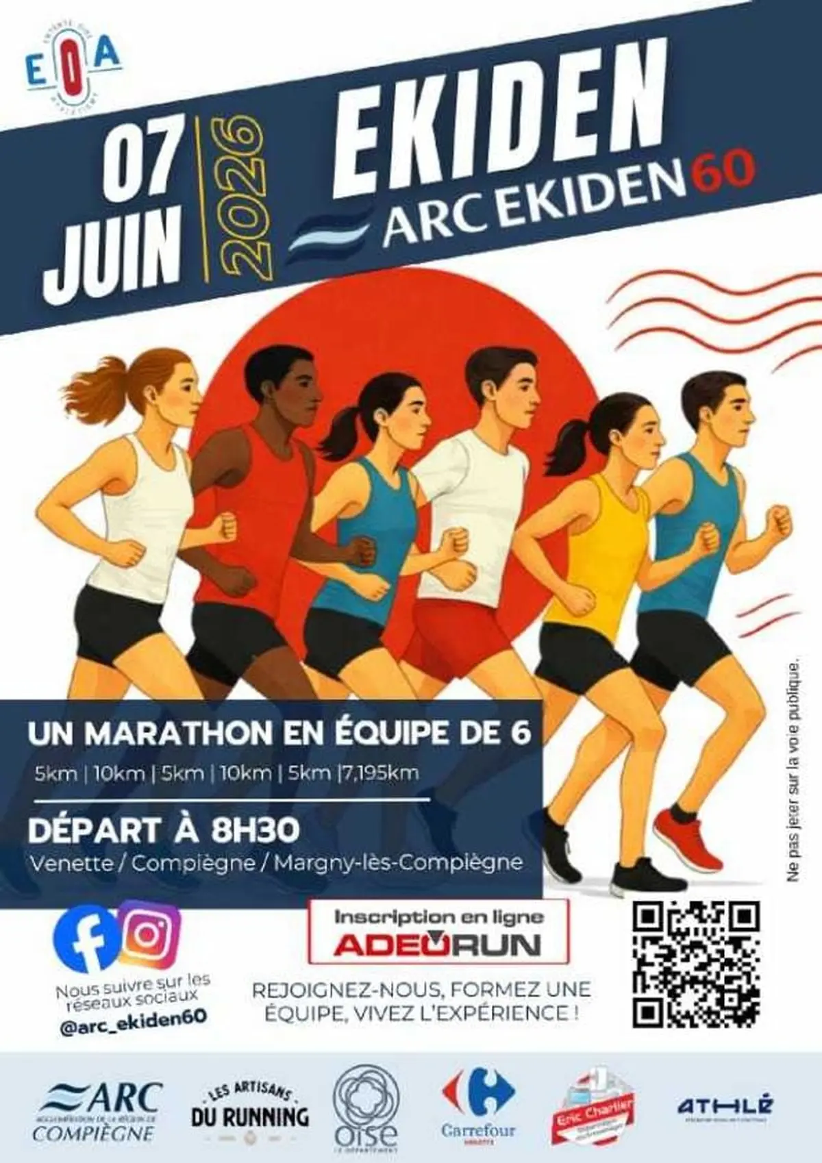 Course de relais Ekiden à Compiègne : l'ARC Ekiden 60 en équipe