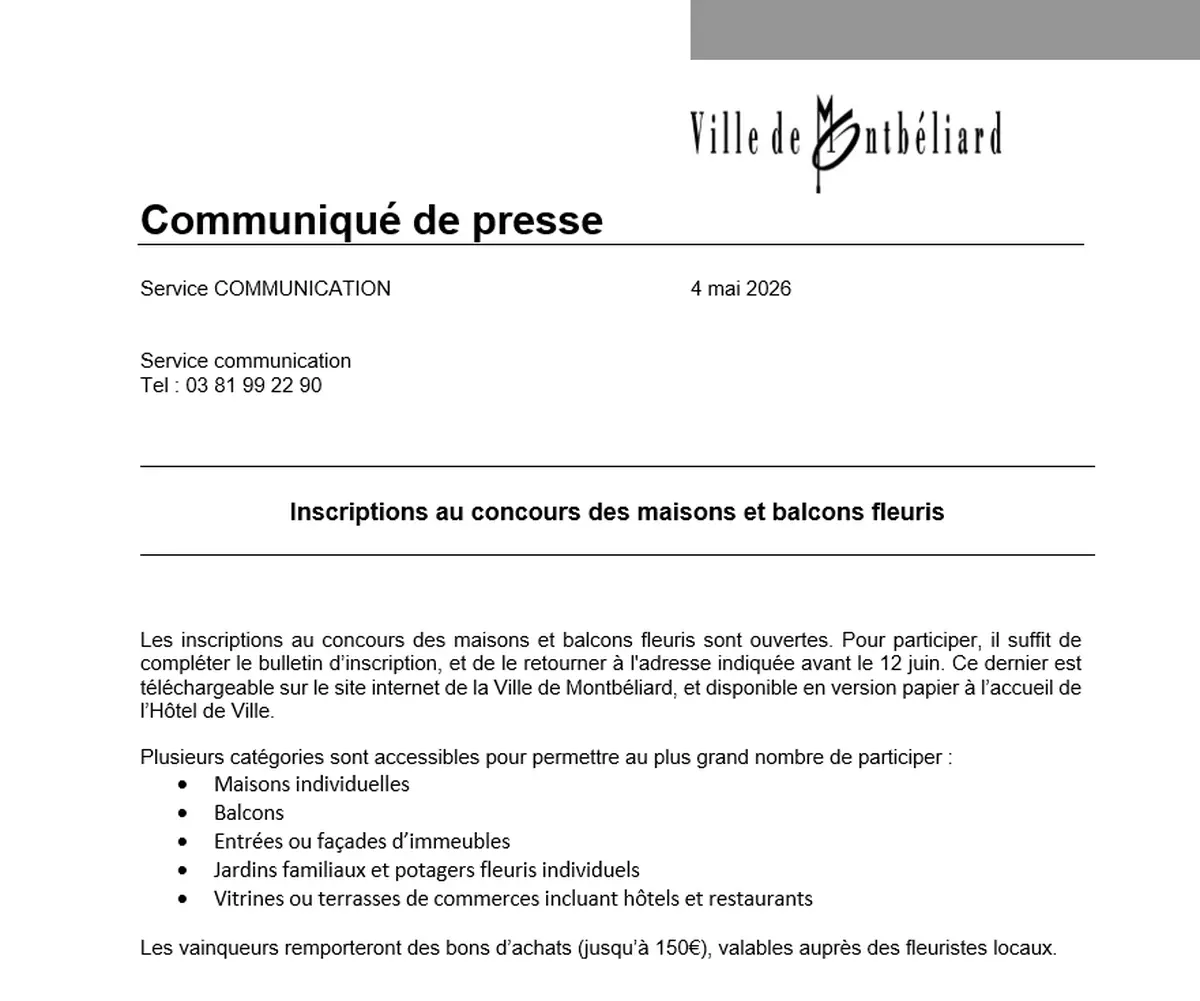 Concours des maisons et balcons fleuris à Montbéliard : inscrivez-vous !