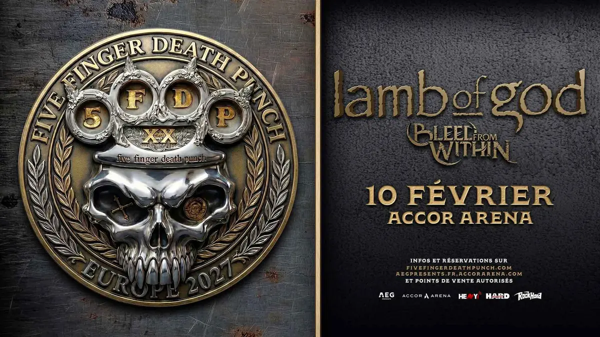 Five Finger Death Punch en concert à l'Accor Arena pour leur 20th Anniversary World Tour